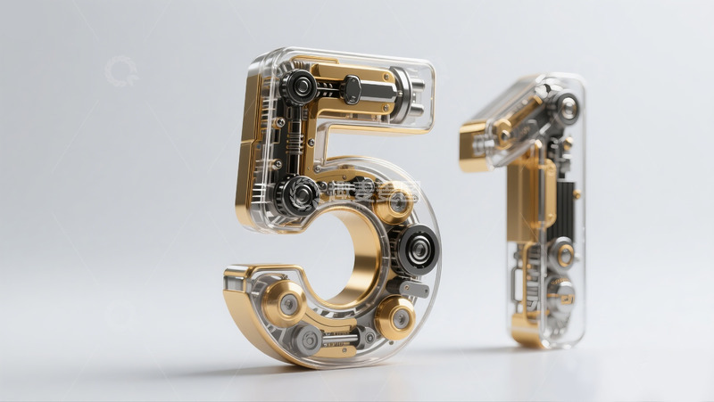 高清大图下载【趣麦麦图】金色机械数字513