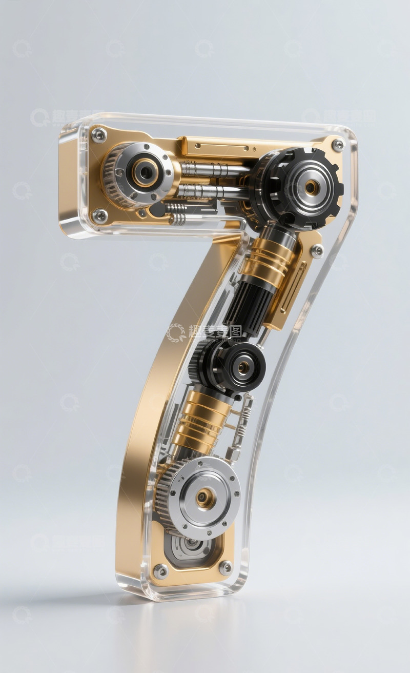 高清大图下载【趣麦麦图】金色机械数字7