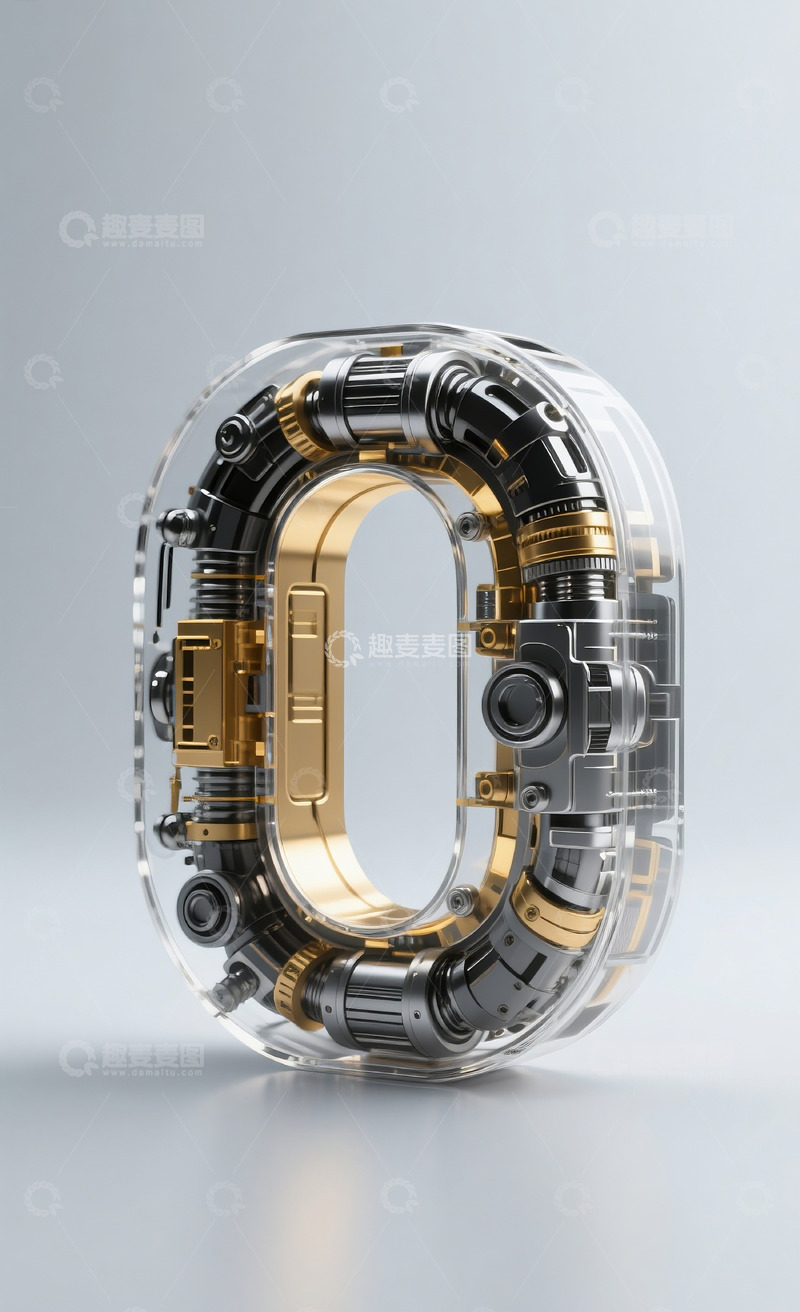高清大图下载【趣麦麦图】金色机械数字01