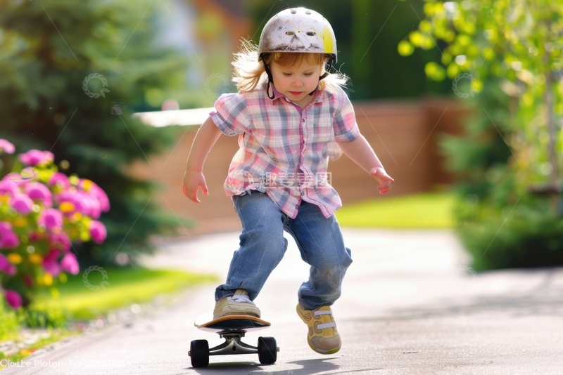 高清大图下载【趣麦麦图】玩滑板的小男孩1