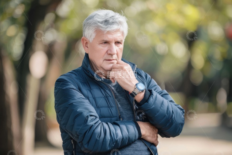 高清大图下载【趣麦麦图】思考的一位老年人