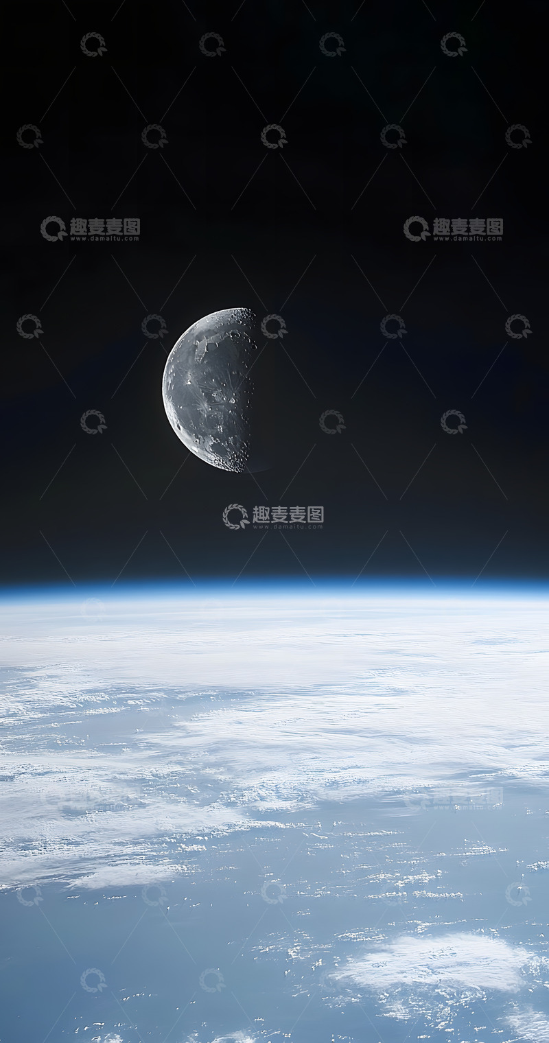 高清大图下载【趣麦麦图】地球与月球同框2