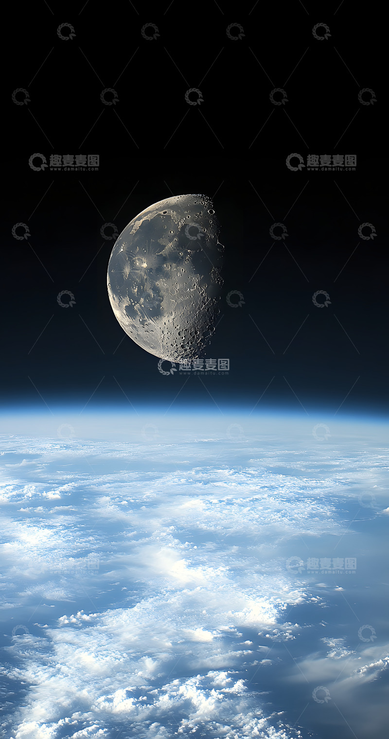 高清大图下载【趣麦麦图】地球与月球同框1