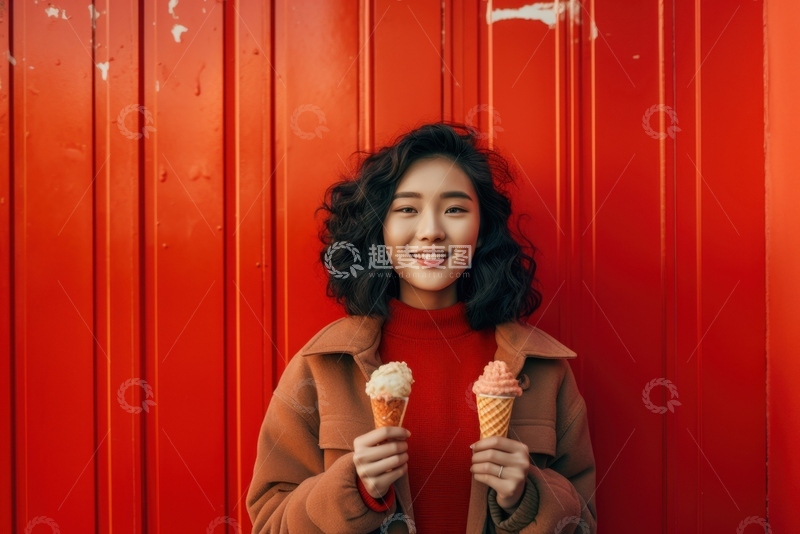 高清大图下载【趣麦麦图】吃雪糕的一位少女