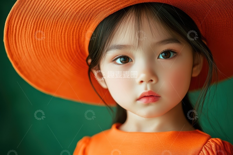 高清大图下载【趣麦麦图】带着帽子的可爱小女孩