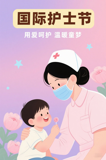 国际护士节致敬医护工作者插画手机海报