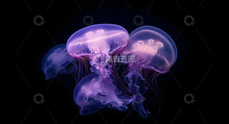 高清大图下载【趣麦麦图】紫色水母漂浮