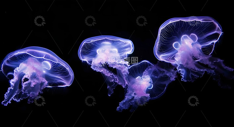 高清大图下载【趣麦麦图】紫色水母漂浮1
