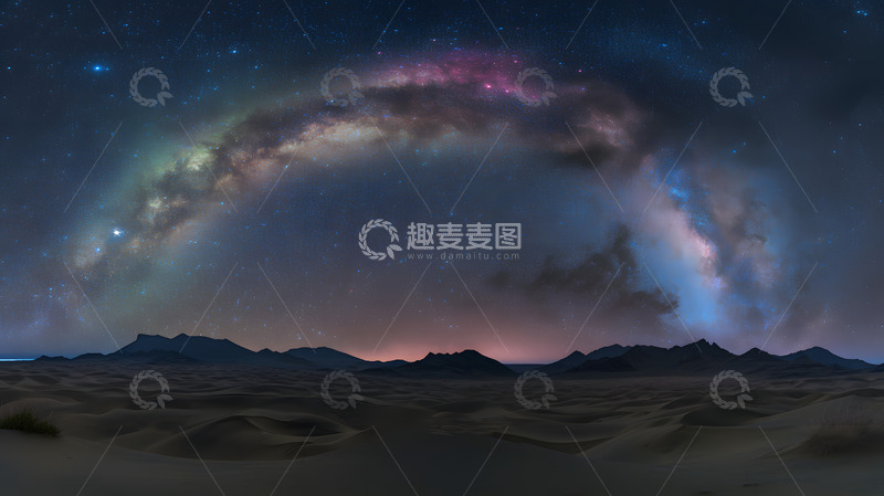 高清大图下载【趣麦麦图】沙漠戈壁夜空上的银河