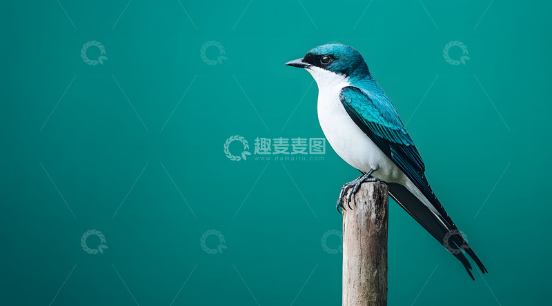 高清大图下载【趣麦麦图】蓝色羽毛小鸟