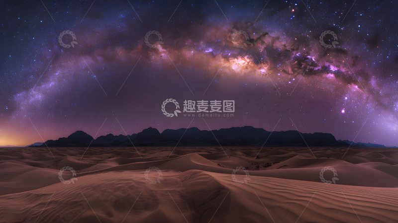 高清大图下载【趣麦麦图】沙漠戈壁夜空上的银河2