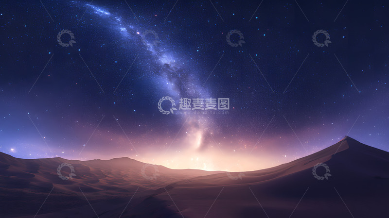 高清大图下载【趣麦麦图】沙漠戈壁夜空上的银河3