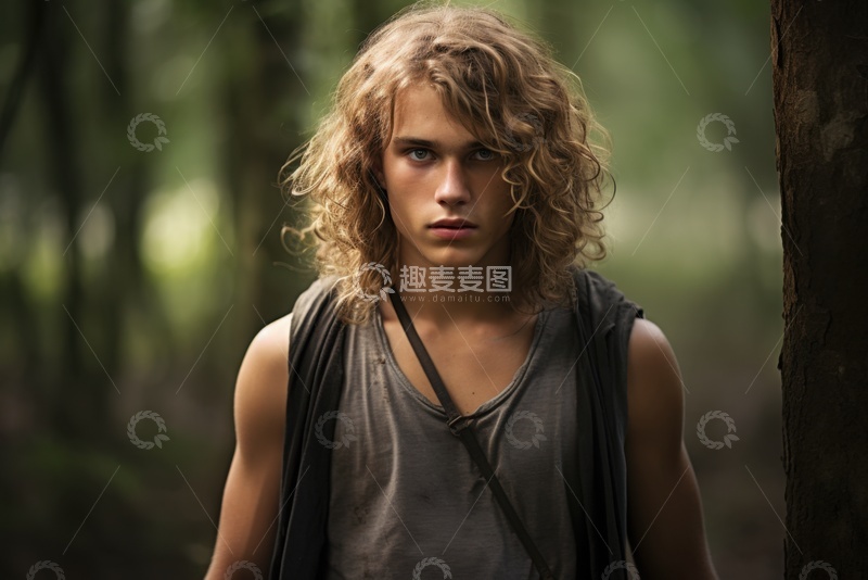 高清大图下载【趣麦麦图】卷发外国少年