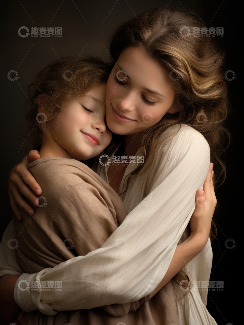 高清大图下载【趣麦麦图】抱着小孩的母亲1