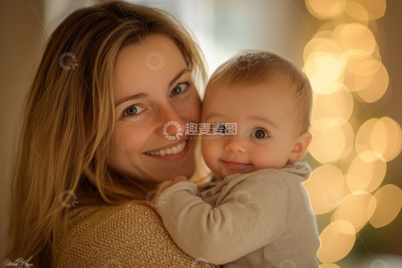 高清大图下载【趣麦麦图】抱着婴儿的一位母亲