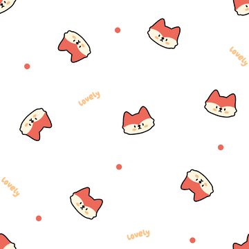 卡通小狐狸满印四方连续图案