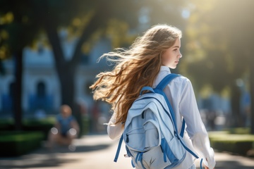 背着书包的年轻女孩