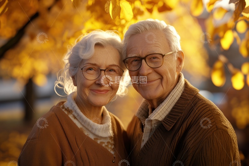 高清大图下载【趣麦麦图】两位老人合影留念