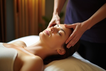 做头部按摩的女士