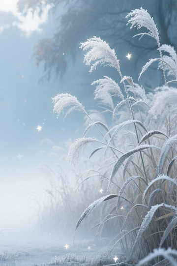 冰霜下芦苇丛1