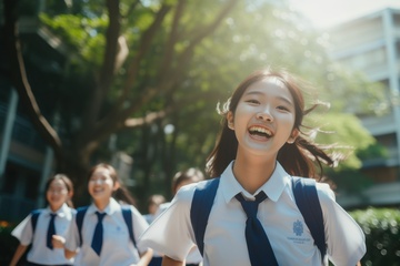 一群穿着校服的年轻少女