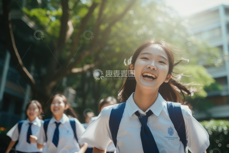 高清大图下载【趣麦麦图】一群穿着校服的年轻少女