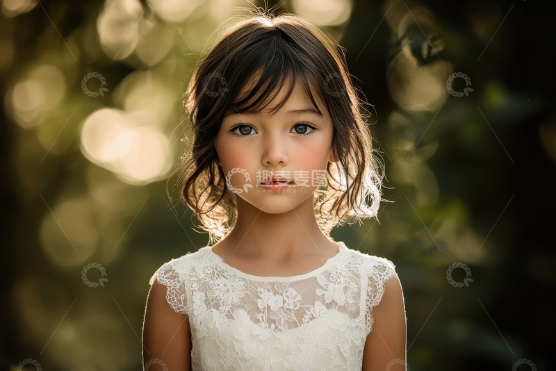 高清大图下载【趣麦麦图】站在树林里的小女孩