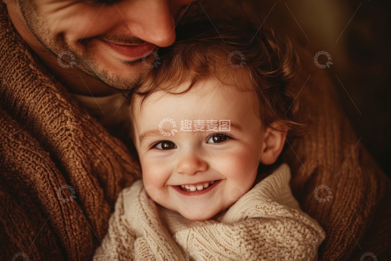 高清大图下载【趣麦麦图】父亲抱着可爱的婴儿