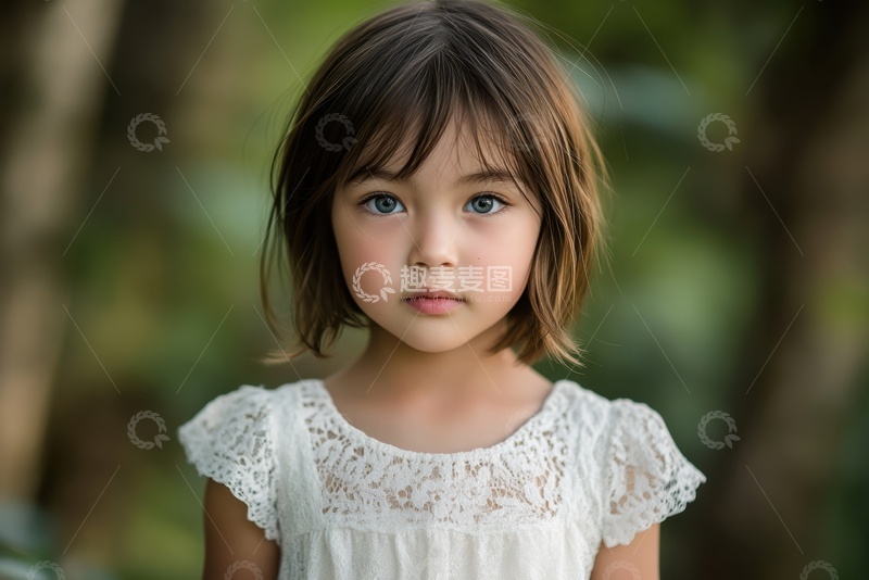 高清大图下载【趣麦麦图】树林里站立的一个可爱小孩