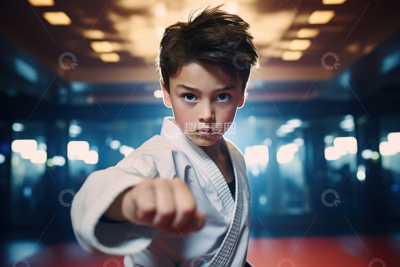 高清大图下载【趣麦麦图】练习跆拳道的小孩