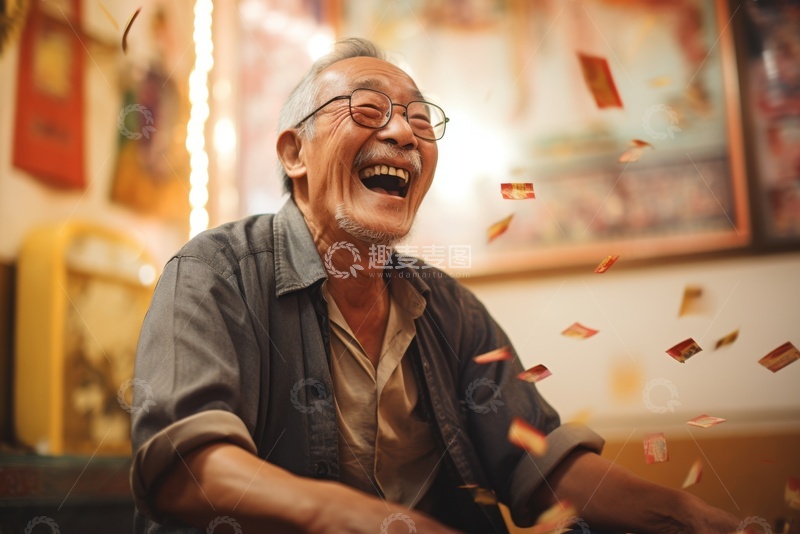 高清大图下载【趣麦麦图】-开心大笑的一位老人