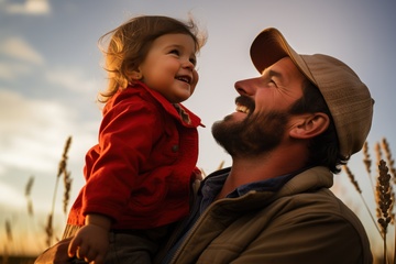 抱着小女孩的父亲