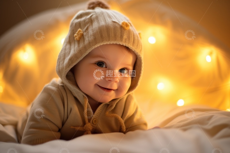 高清大图下载【趣麦麦图】-带着帽子的可爱小婴儿