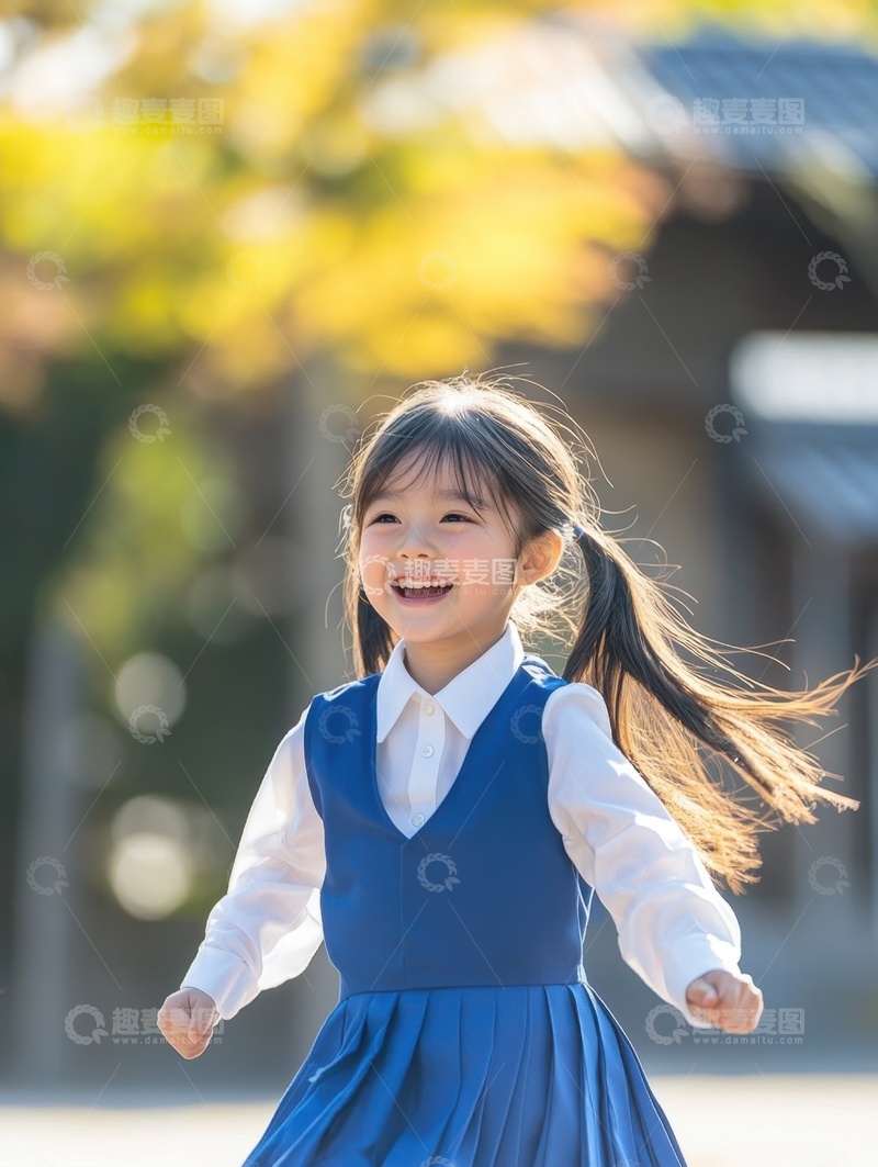 高清大图下载【趣麦麦图】扎着小辫的可爱小学生