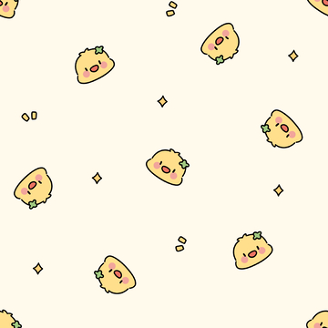 卡通小鸡满印四方连续图案