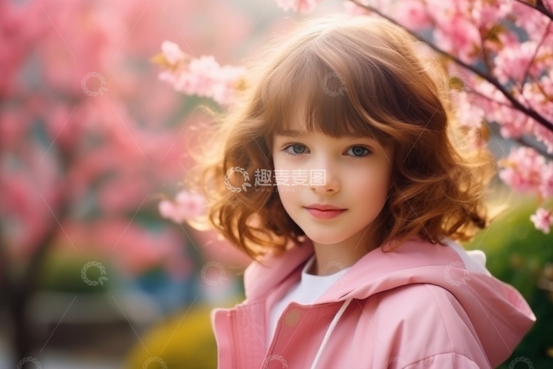 高清大图下载【趣麦麦图】春天花丛中的可爱女孩