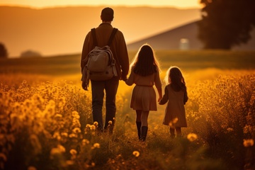 父亲和女孩郊游