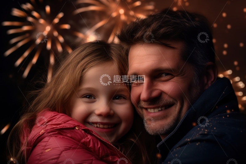 高清大图下载【趣麦麦图】一起过年的父女