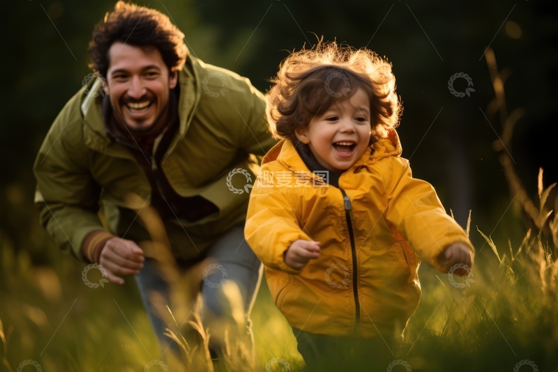 高清大图下载【趣麦麦图】玩耍的一对父女