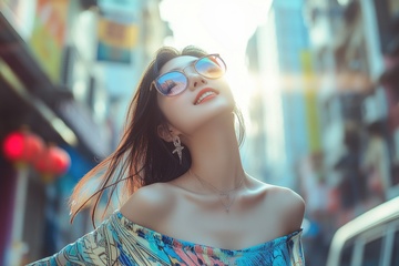 带着墨镜的年轻女性