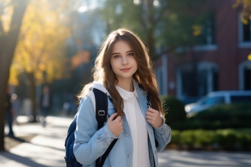 背着书包的年轻少女