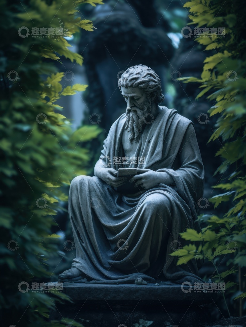 高清大图下载【趣麦麦图】公园里的诗人雕塑