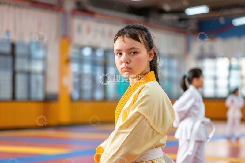 高清大图下载【趣麦麦图】武术馆练习打拳的女孩