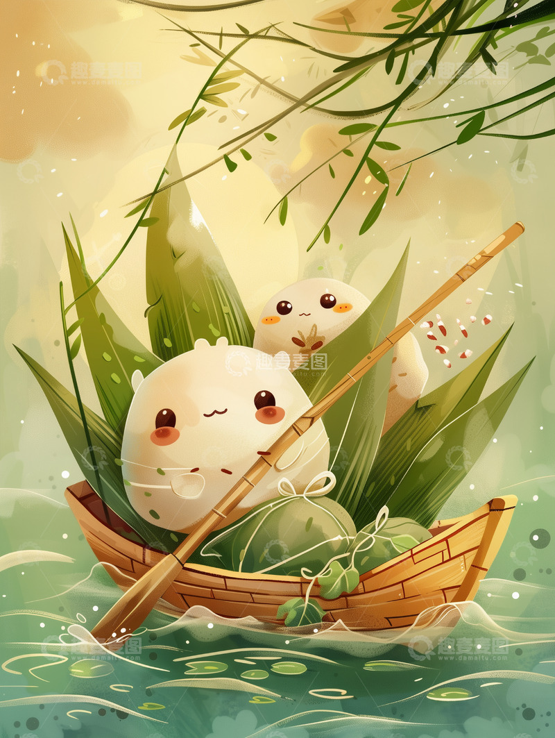 高清大图下载【趣麦麦图】节日唯美背景插画素材&mdash;&mdash;端午篇1