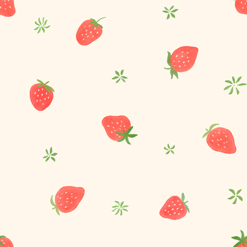 水彩草莓满印四方连续图案