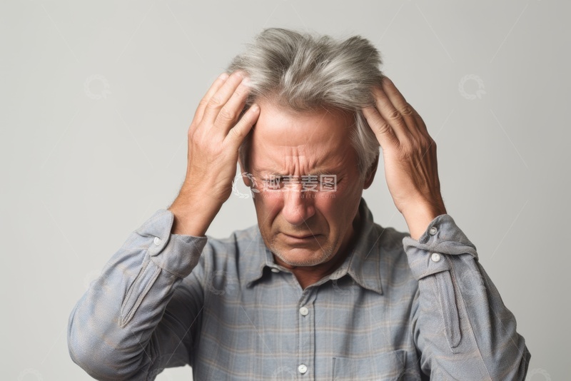 高清大图下载【趣麦麦图】头疼的一位老人2