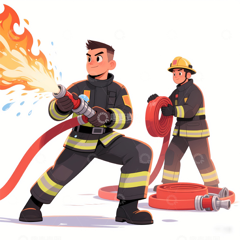 高清大图下载【趣麦麦图】消防卡通人物