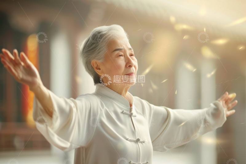 高清大图下载【趣麦麦图】打太极的一位老奶奶