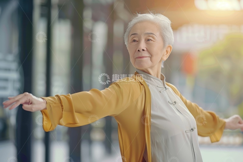 高清大图下载【趣麦麦图】养生的老奶奶