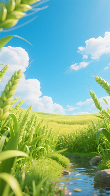 麦田海报背景3D风格